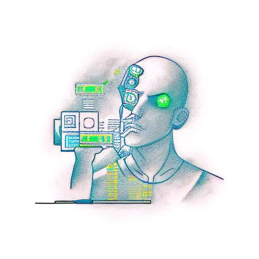 A New-school Tattoo Of A Data Scientist Analyzing A Gaming Code