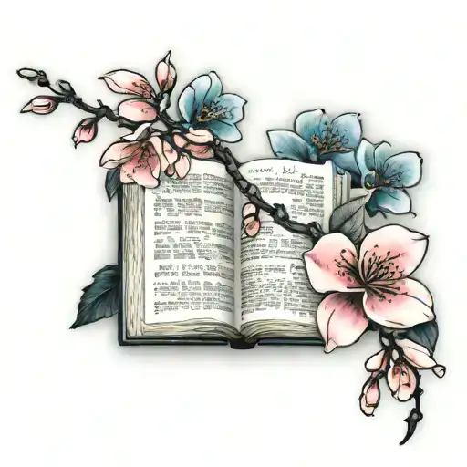 Bible And Sakura Flowers