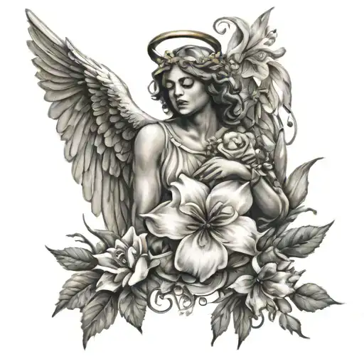 Flowers And An Angel