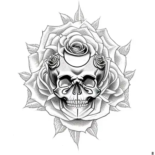 Skull And Roses With Spider Webs