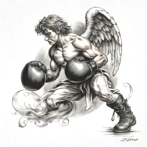 Angel Flying With Boxing Gloves On