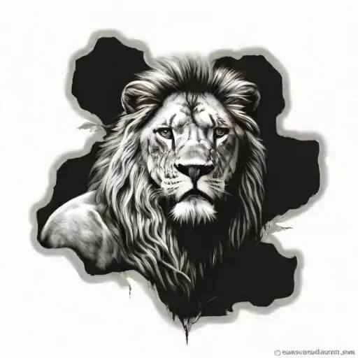 Half Lion Face And Jesus Christ