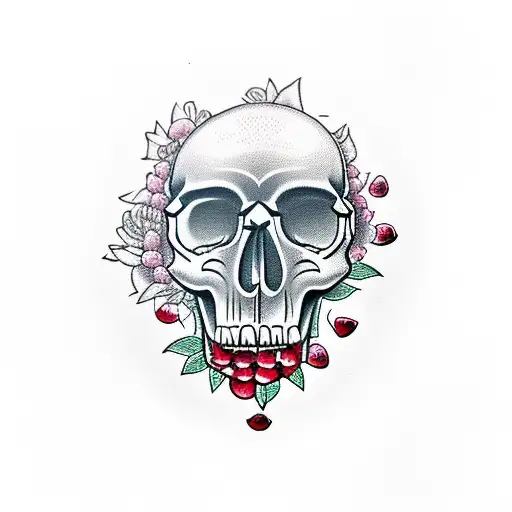 Skull With Pomegranate In Mounth