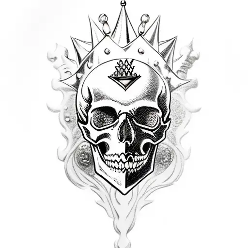 Icey Skull With Golden Crown