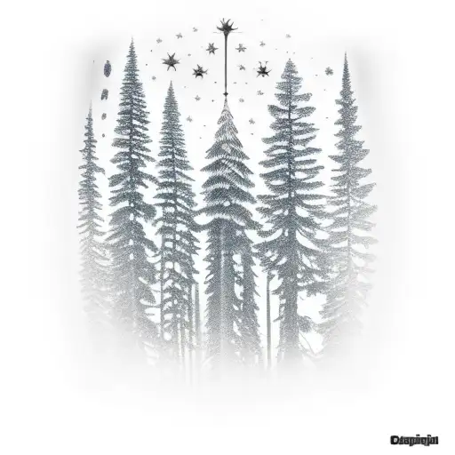 Night Arm Band For Mountain With Pine Forest And Saggitarius Constellation