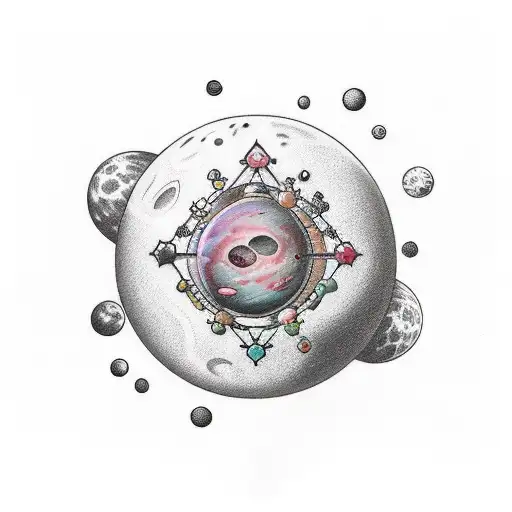 Create A Nerdy And Gothic Tattoo Of A Dopamine Molecule Surrounded By Planets