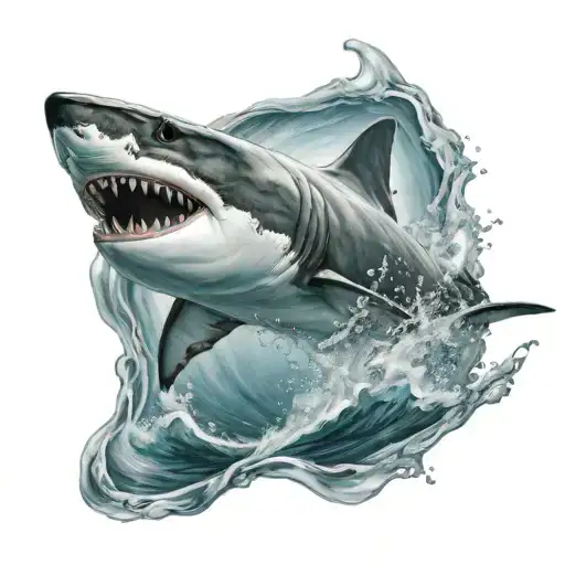 Shark Breaching Water