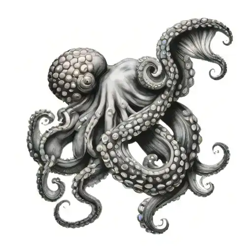 Women Body And Octopus Holding