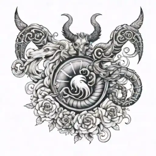 Capricorn And Scorpio Zodiac Symbol Women Chest