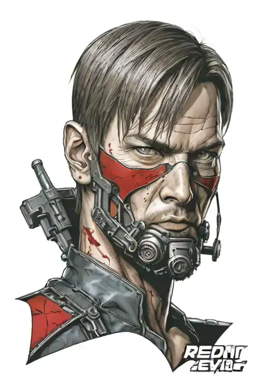 Resident Evil Tattoo Leon Kennedy Bust Shot With Umbrella Corp Logo In Color