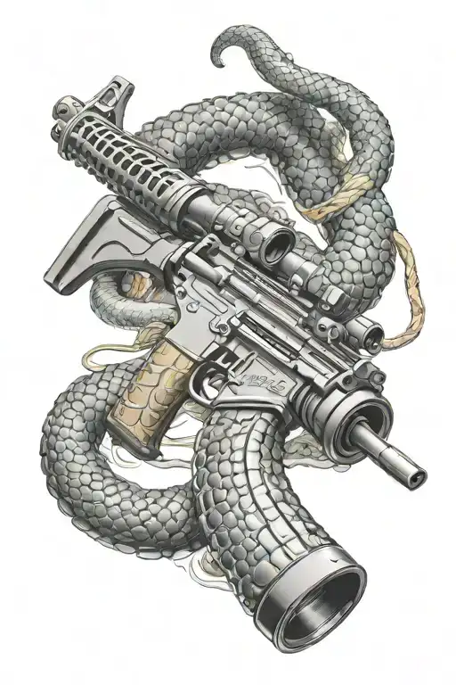 Ar 15 Wrapped With Snake Coiled Snake Wrapped