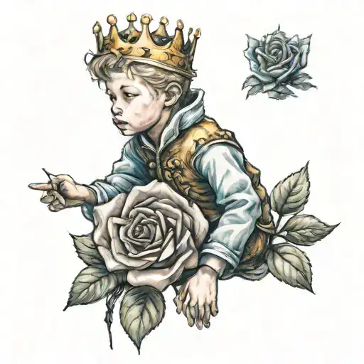 Little Prince Sitting Looking At The Rose