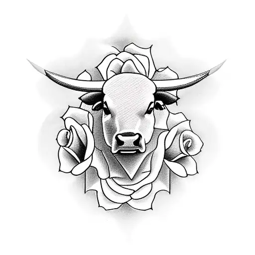 Bull With A Cross On It A Semicolon And A Rose