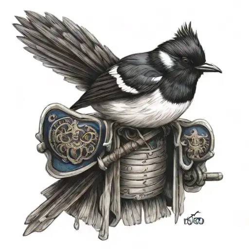 Willy Wagtail Dressed As A Samurai