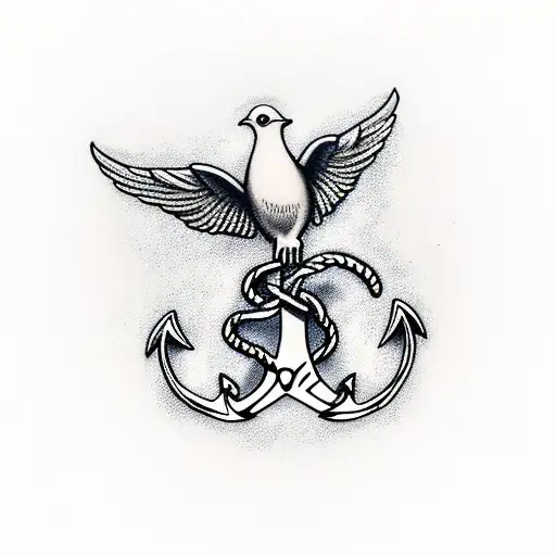 Dove Whit An Anchor