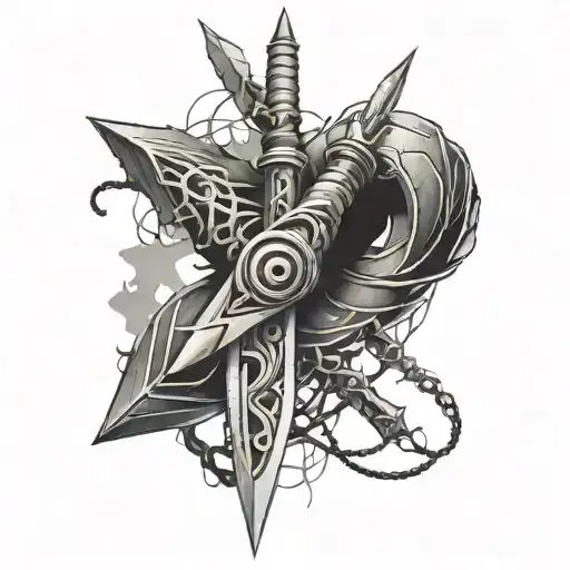 Naruto Kunai Caonnected To Chaind Wrapped Around