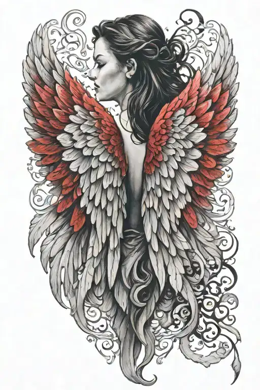 Red Angel Wings On The Back