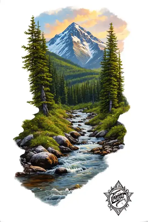 Mountain Scene Creek Running