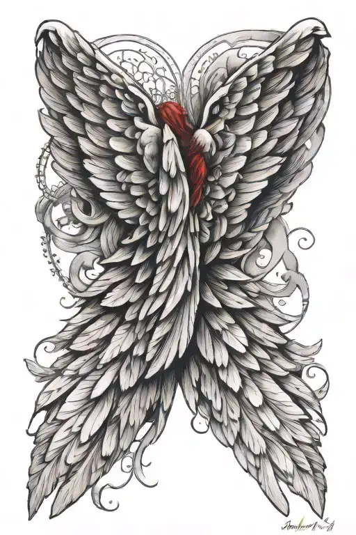 Red Angel Wings Flying