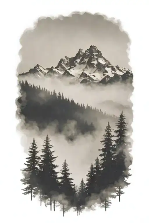 Mountains With Foggy Trees In Front Foggy Forest Mist