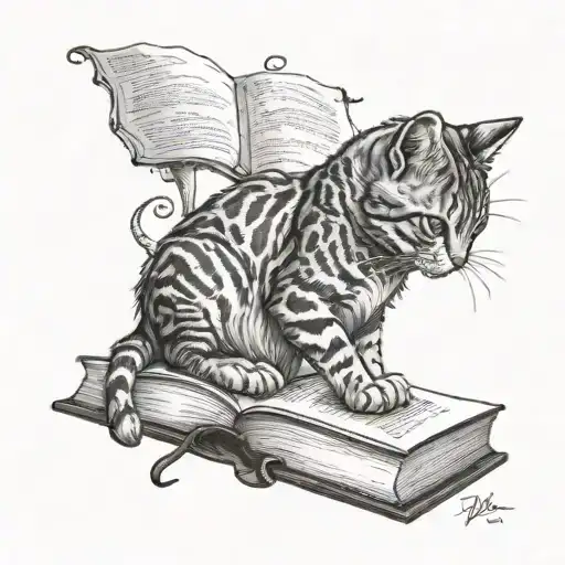 Cat And Book