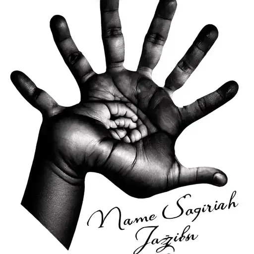 Name Jazirah With Baby Hand Print