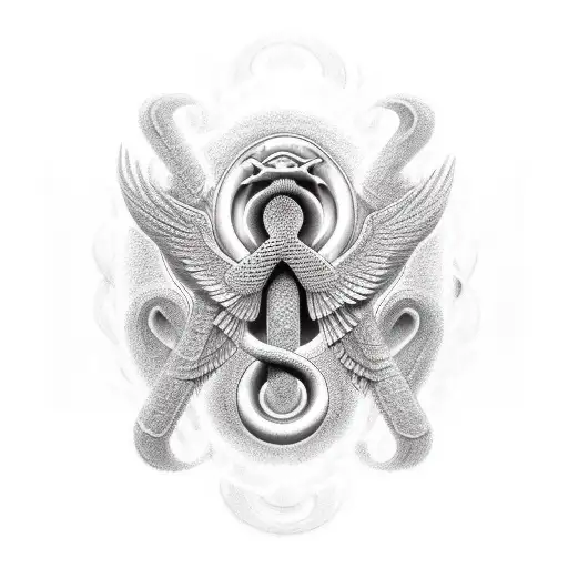 Ankh Combined With Caduceus Snakes