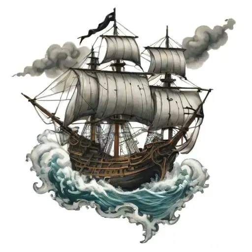 Pirate Frigate In Rough Seas
