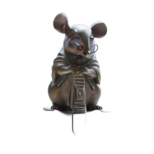 A Statue Of A Mouse Holding A Dna