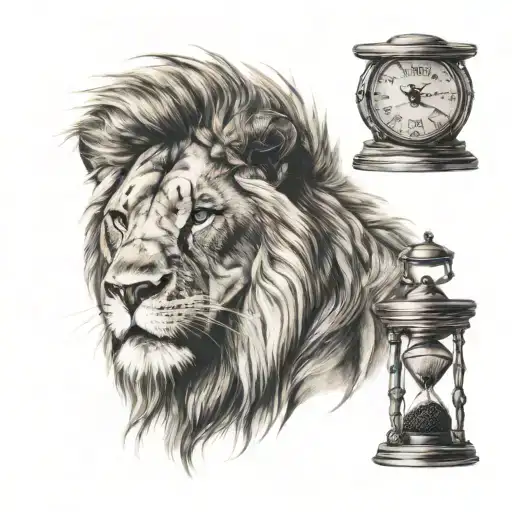 Lion Face And Hour Glass