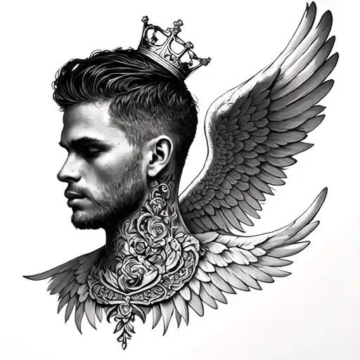 Wingson Both Sides Of The Neck With A Crown In The Center