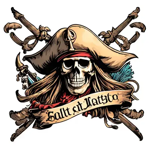 Pirate Themed Tattoo Design Featuring