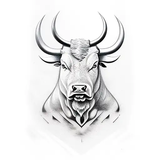 Aggressive Bull From The Side Facing Right