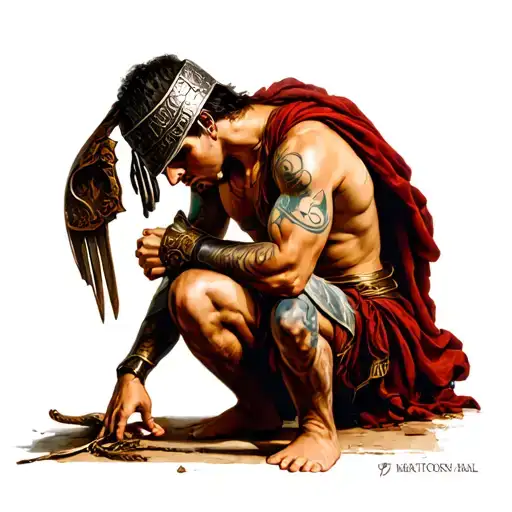 Roman Art Gladiator Kneeling