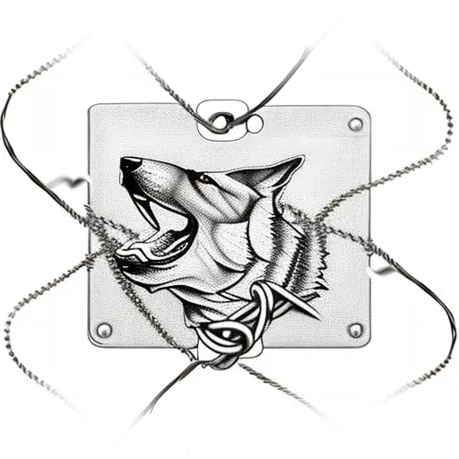 Military Dog Tags Intertwined With Barbed Wire