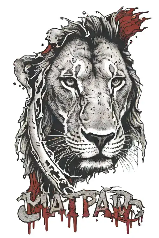 Lion Paw Scratch Marks Revealing The Word Matt With Blood Dripping