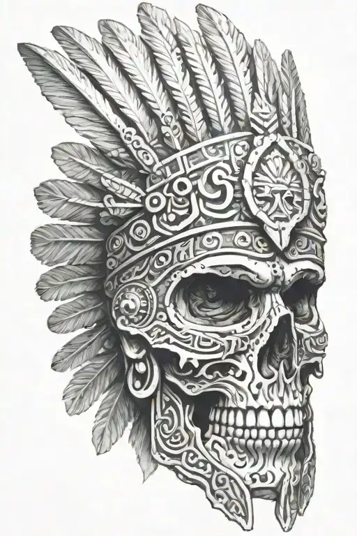 Aztec Warrior Skull