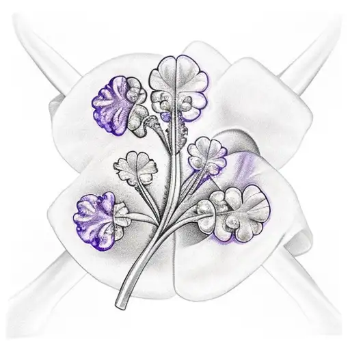 Lavender Herb And Four Leaf Clovers In A Bundle