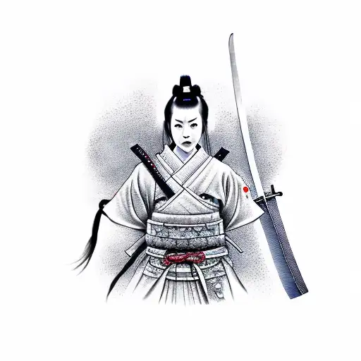 Japonese Samurai Demon Girl With Sword