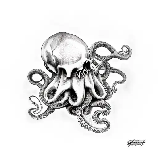 Octopus Holding A Skull