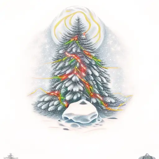 Spruce Tree With Lighting Bolt In The Middle