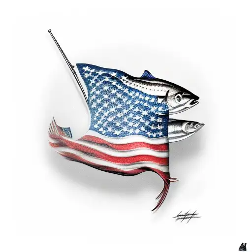 Fish Guns American Flag Motorcycles