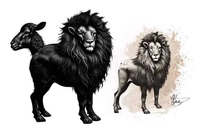 Blacked Out Lamb With A Shadow Which Looks Like A Lion