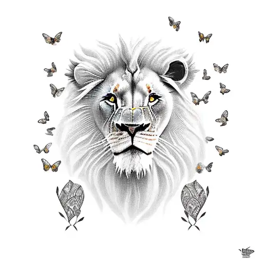 Lion King Surrounded By Butterflies