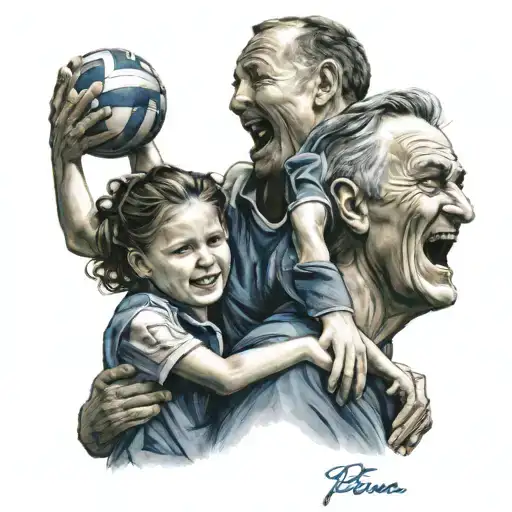 Father With Daughter On His Father's Shoulders Cheering On Boca Juniors