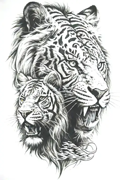 Lion And Tiger Head