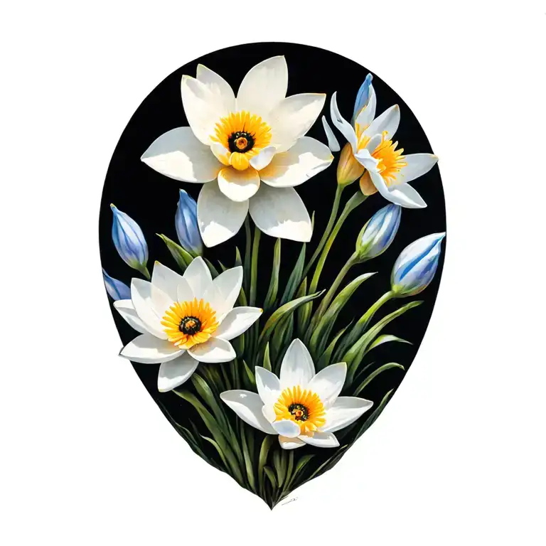 Marigold Daisy Narcissus Poppy Snow Drop Water Lily