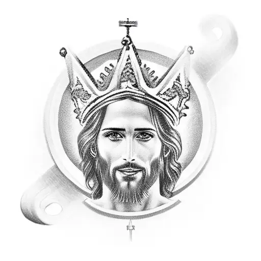 Jesus With A Gold Crown Floating On Top Of His Head