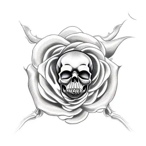 Skull Fire Mouth Snake Roses