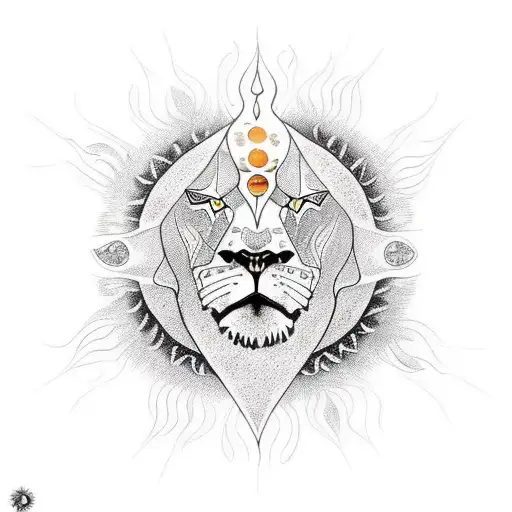 Lion With Sun And Moon
